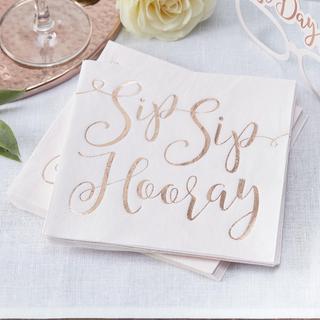 Beautiful Botanics 16-Pack Sip Sip Hooray Napkins, Set of 4