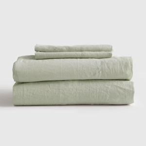 King Size European Linen Sheet Set in Sage