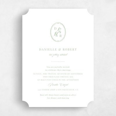 White Ticket Wedding Invitation - Jerome Portrait