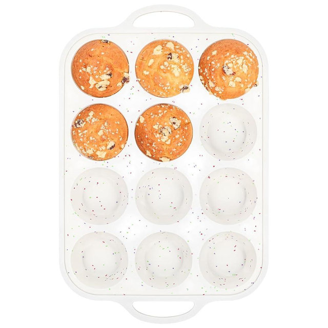 Silicone Muffin Pan with Metal Reinforced Frame - Muffin Pan for Homemade Muffins, Cupcakes, Muffin Cakes, and Bread, Oven and Dishwasher Safe - 12 Cup 1 Pack