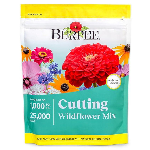 Burpee Wildflower Seeds Cutting Mix | 25,000 Bulk Seeds, Multi, 1 Bag | 15 Varieties of Non-GMO Flower Seeds | Perennial Wildflower Seeds Pollinator Mix | Covers 1,000 Sq. Ft.