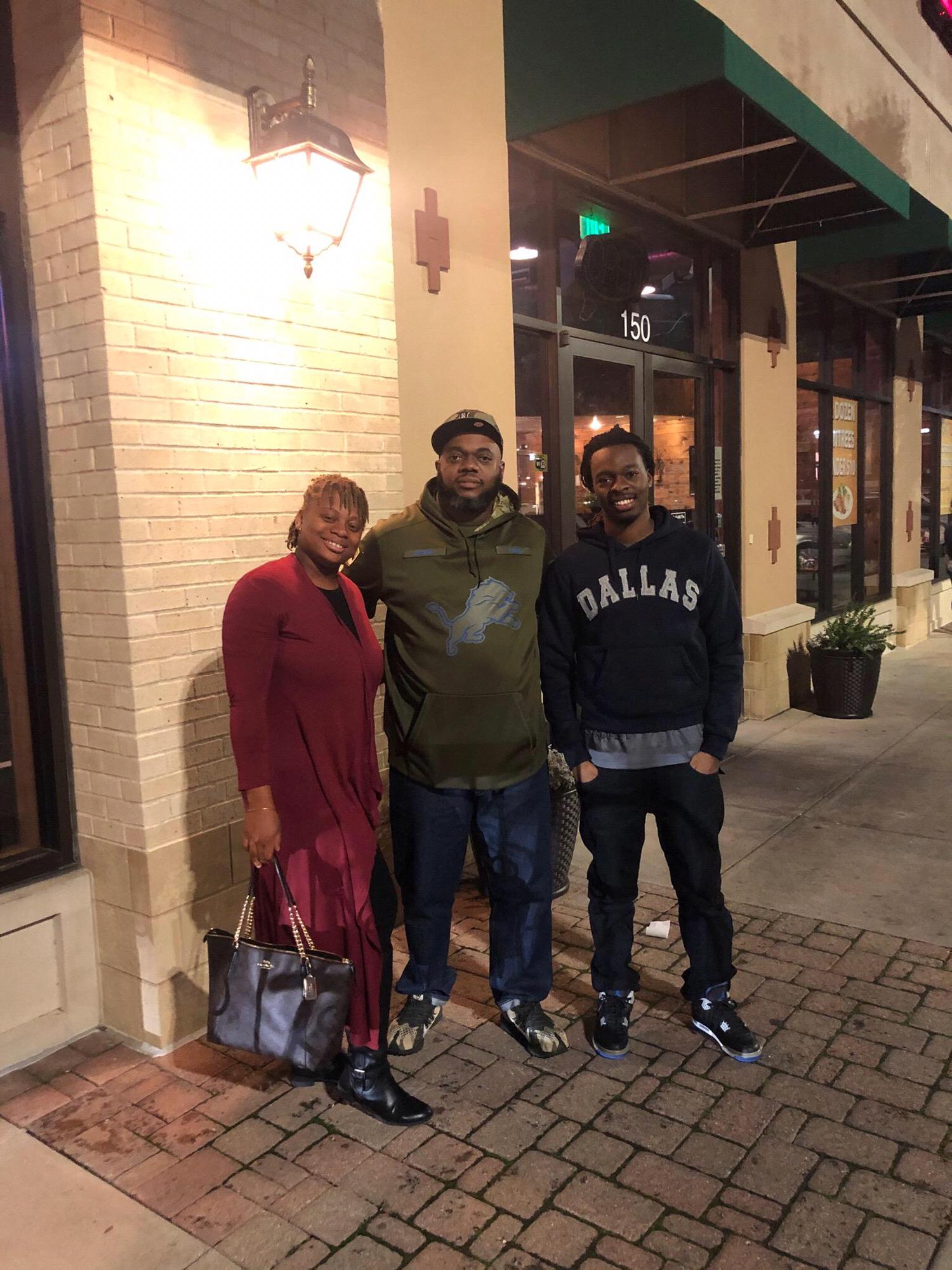 Kyla, dad, and Jordan after dad treated them to an engagement dinner
