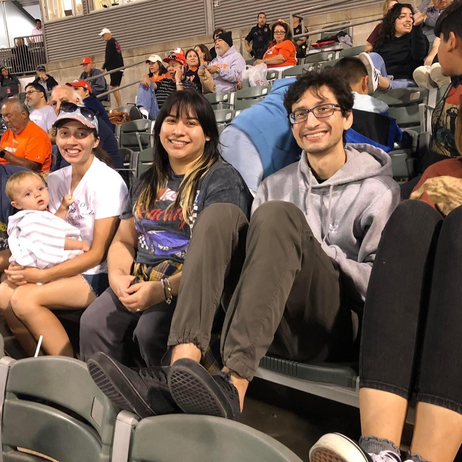 At a baseball game with our church family.
