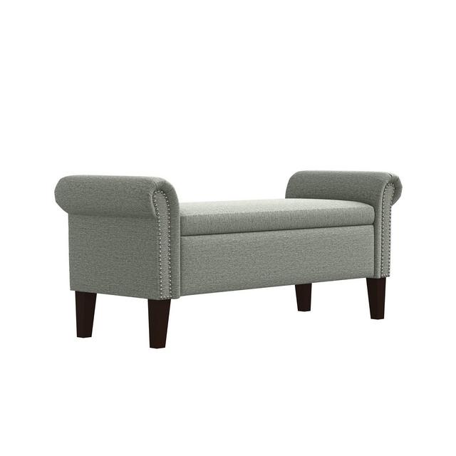 Handy Living Rolled Arm Bench Storage Ottoman