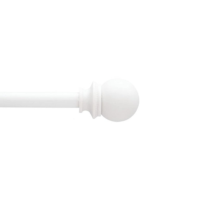 Interior Living 1/2" Diameter Adjustable Ball End Petite Café Curtain Rod, 48-86", White,AZ71748USREM
