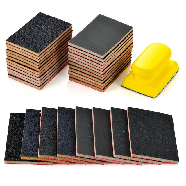 MAXMAN 24PCS Sanding Sponge Set,180-3000 Grit Soft Foam Hand Sander Block,3x4 Inch Wet Dry Sandpaper,Ultra Fine Sandpaper Sponge, Reusable Sanding Pads for Metal Wood Furniture Model Drywall Polishing