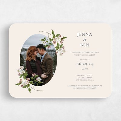 Beige Rounded Wedding Invitation - Malyly Photo