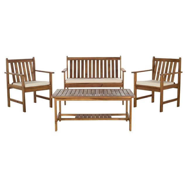 Cyprus 4-Piece Patio Conversation Furniture Set - Brown - Safavieh