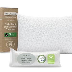 Coop Home Goods Original Adjustable Pillow, Queen Size Bed Pillows for Sleeping, Cross Cut Memory Foam Pillows - Medium Firm Back, Stomach and Side Sleeper Pillow, CertiPUR-US/GREENGUARD Gold