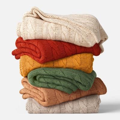 Cream - Chunky Cable Knit Reversible Throw Blanket - Threshold™