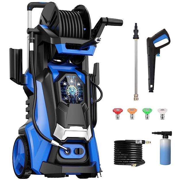 Pecticho Electric Pressure Washer - 4000PSI Max 2.8 GPM Power Washer with Smart Control and 3 Levels of Adjustment, 4 Nozzles, Foam Cannon and Spray Gun for Effortlessly Cleaning Cars, Fences, Gardens