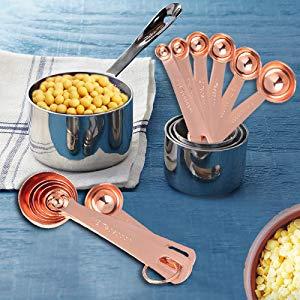 Copper Stainless Steel Measuring Spoons, Set of 6