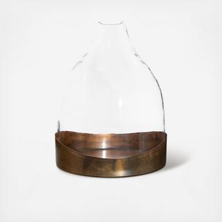 Glass Cloche with Metal Tray