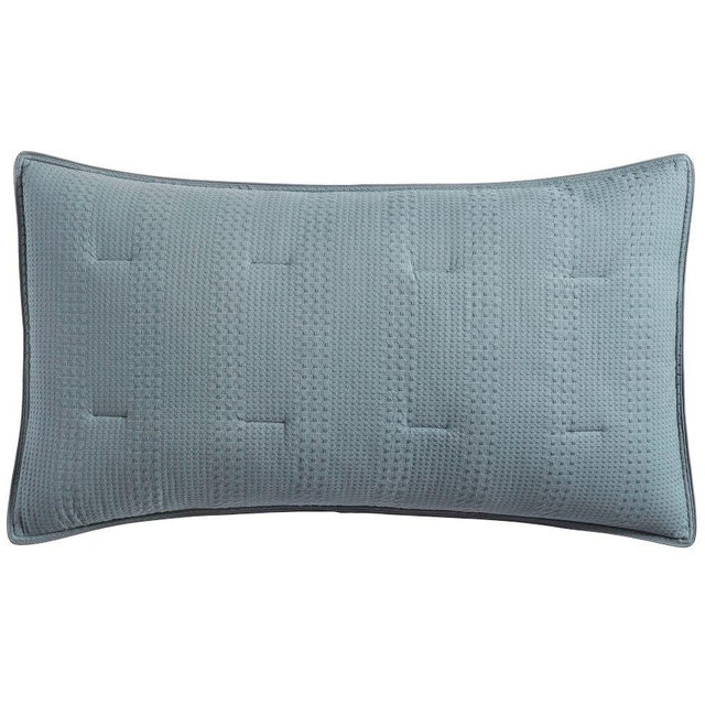Honeycomb Cotton Comforter Sham, Steel Blue, King