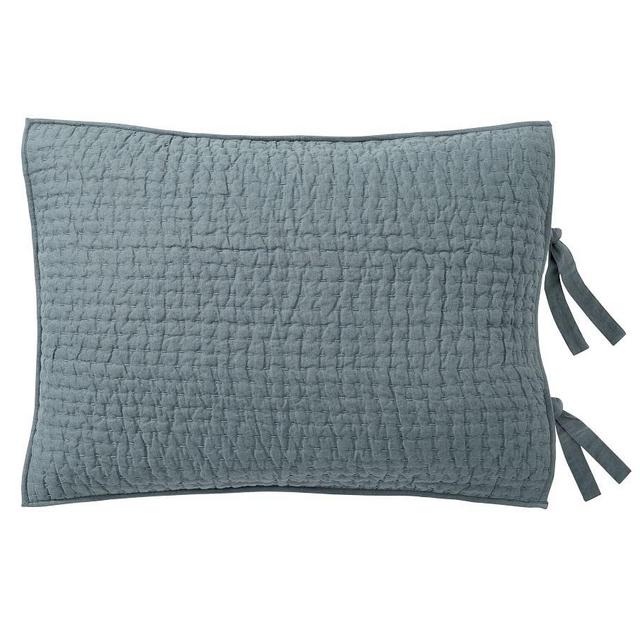 Sonoma Blue Pick-Stitch Cotton/Linen Quilted Sham, Standard