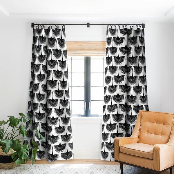 Caroline Okun Majestic Crane Blackout Pinch Pleat Single Curtain Panel