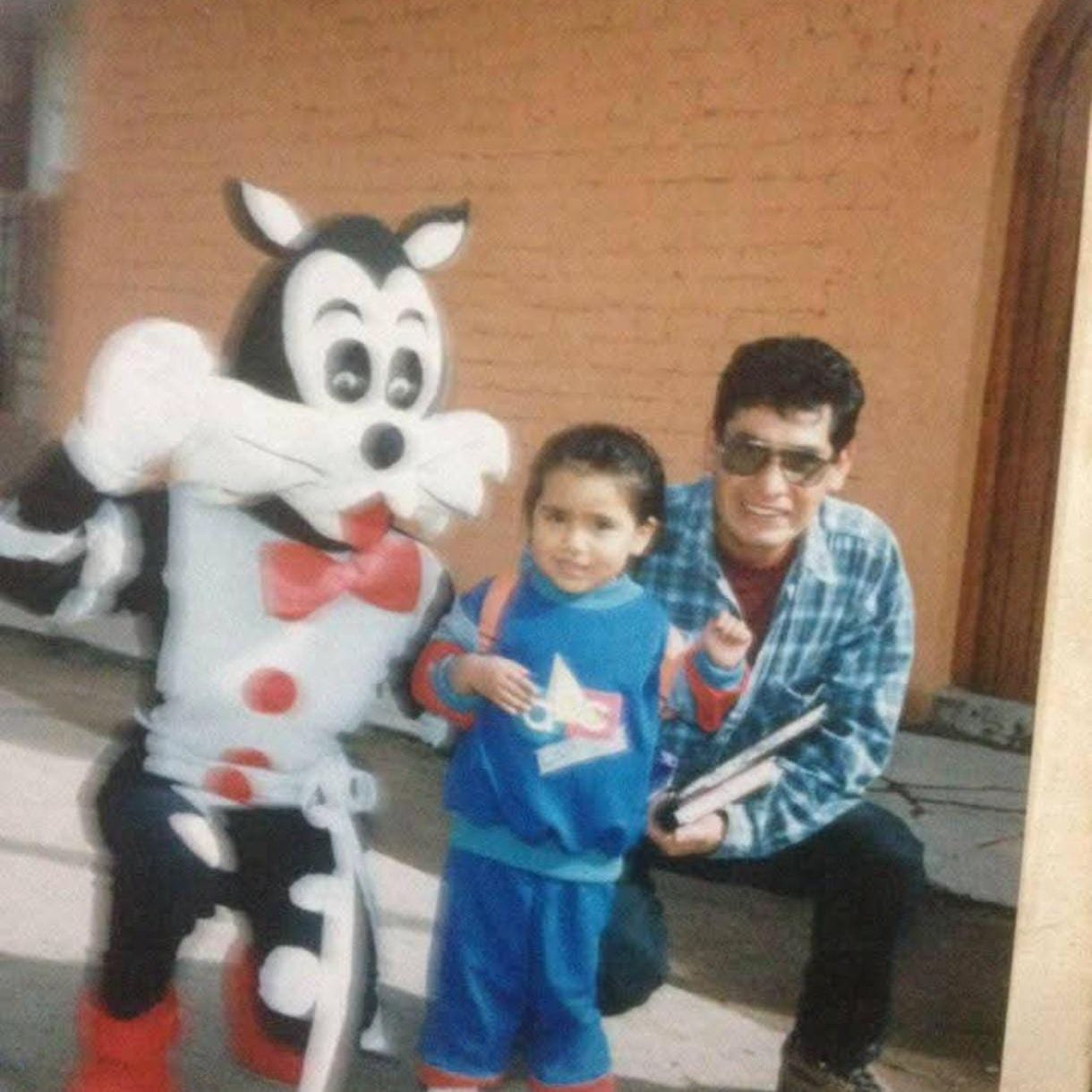 Yoskaya and her dad with Mr. Kitty Cat