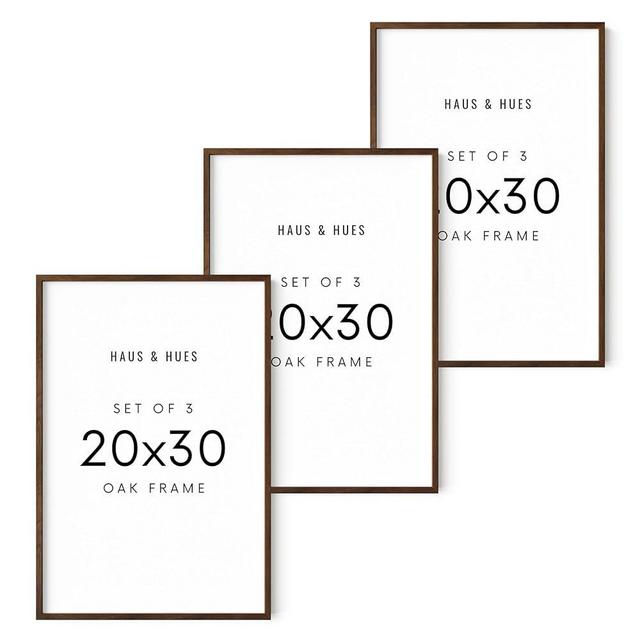 HAUS AND HUES 20x30 Picture Frames - Set of 3-Poster Frames 20x30, 20x30 Inch Frames-Poster Frames 20 X 30 Inches, Picture Frames 20x30, 20x30 Frames, 20 X 30 Frames (Walnut Framed)