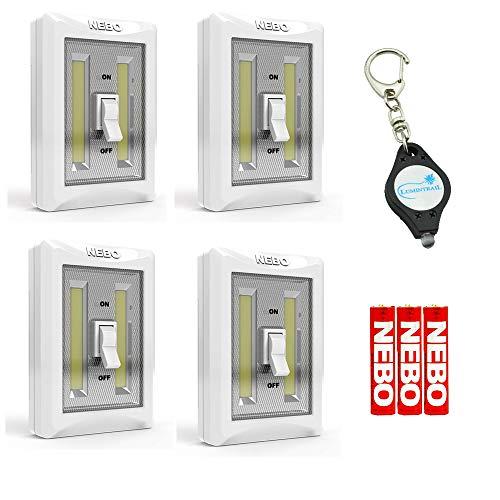NEBO FlipIt - 4 Pack (6699) PLUS 3 extra Nebo AA batteries and Lumintrail Keychain Light