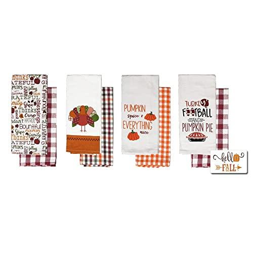Fall Kitchen Towels Set | Thanksgiving Fall Dish Towels Set | 8 Decorative Flour Sack Towels