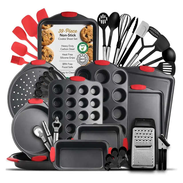 JoyTable 39-Piece Premium Baking Set, Nonstick Bakeware Sets BPA Free, Steel Cookie Sheets for Oven and Kitchen Utensils Set