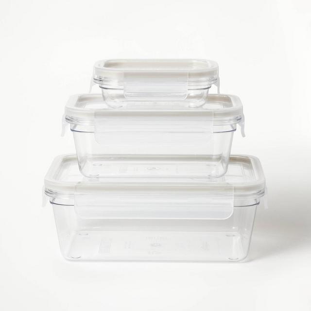 6pc Plastic Rectangle Food Storage Container Set Clear - Figmint™