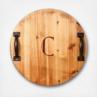 Personalized Rustic Wood Tray with Metal Handles