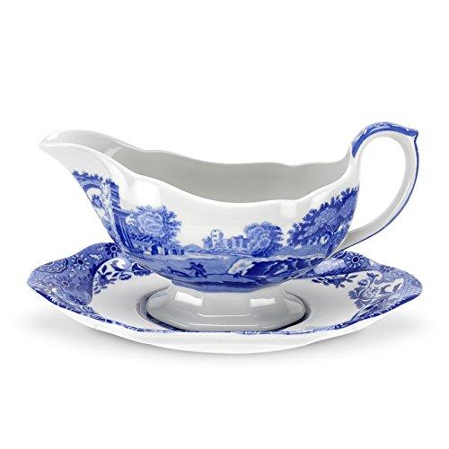 Spode Blue Italian Sauceboat and Stand
