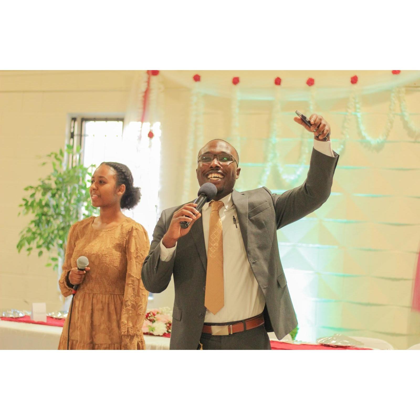 First time we MC'd a reception together 😝