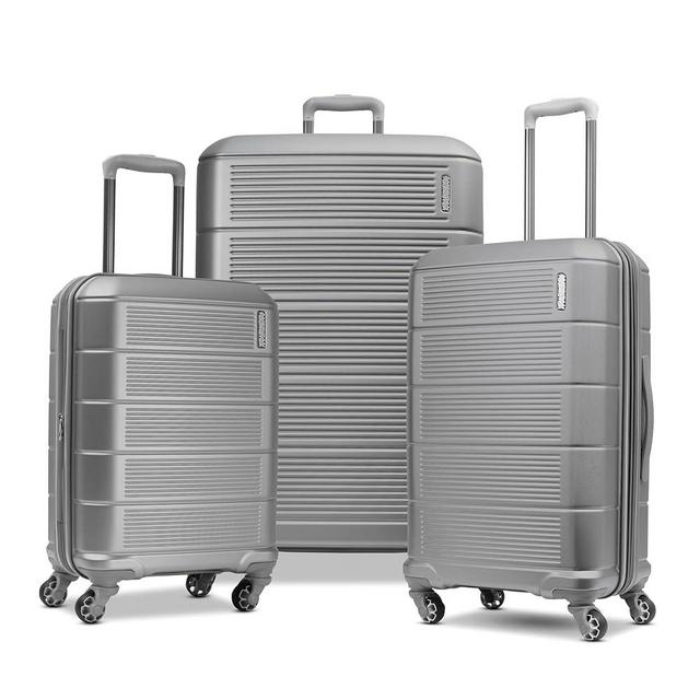 American Tourister Stratum 2.0 Expandable Hardside Luggage with Spinner Wheels, Silver, 3-Piece Set (20/24/28)