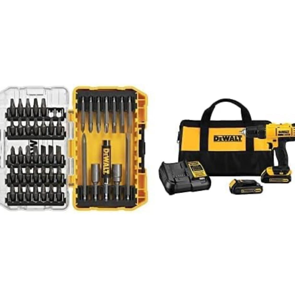 DEWALT DCD771C2 20V MAX Lithium-Ion Compact Drill/Driver Kit with DW2166 45-Piece Screwdriving Set