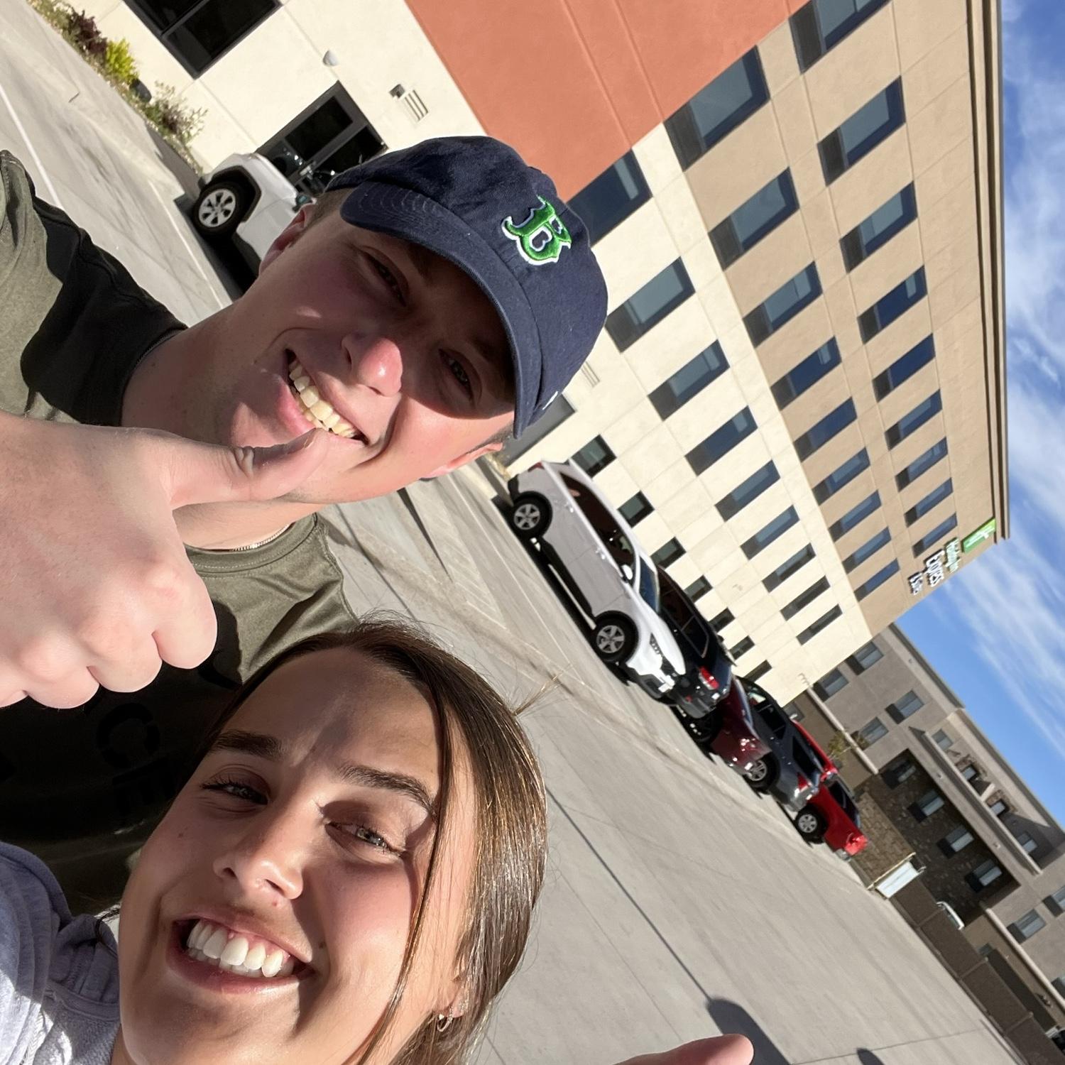 Selfie to commemorate our last stay at the Colorado Springs Holiday Inn Express (3 years long distance down!)
