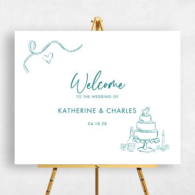 Teal, Blue Wedding Sign - Hamilton Landscape