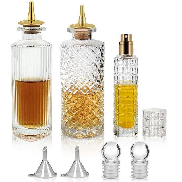 Bitters Bottle Set of 3 - Glass Bitters Bottle with Dash Top, Great for Cocktail, Bartender - BLPW0001