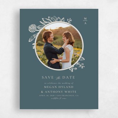 Deep Blue Spruce Wedding Save the Date - Preciada Photo
