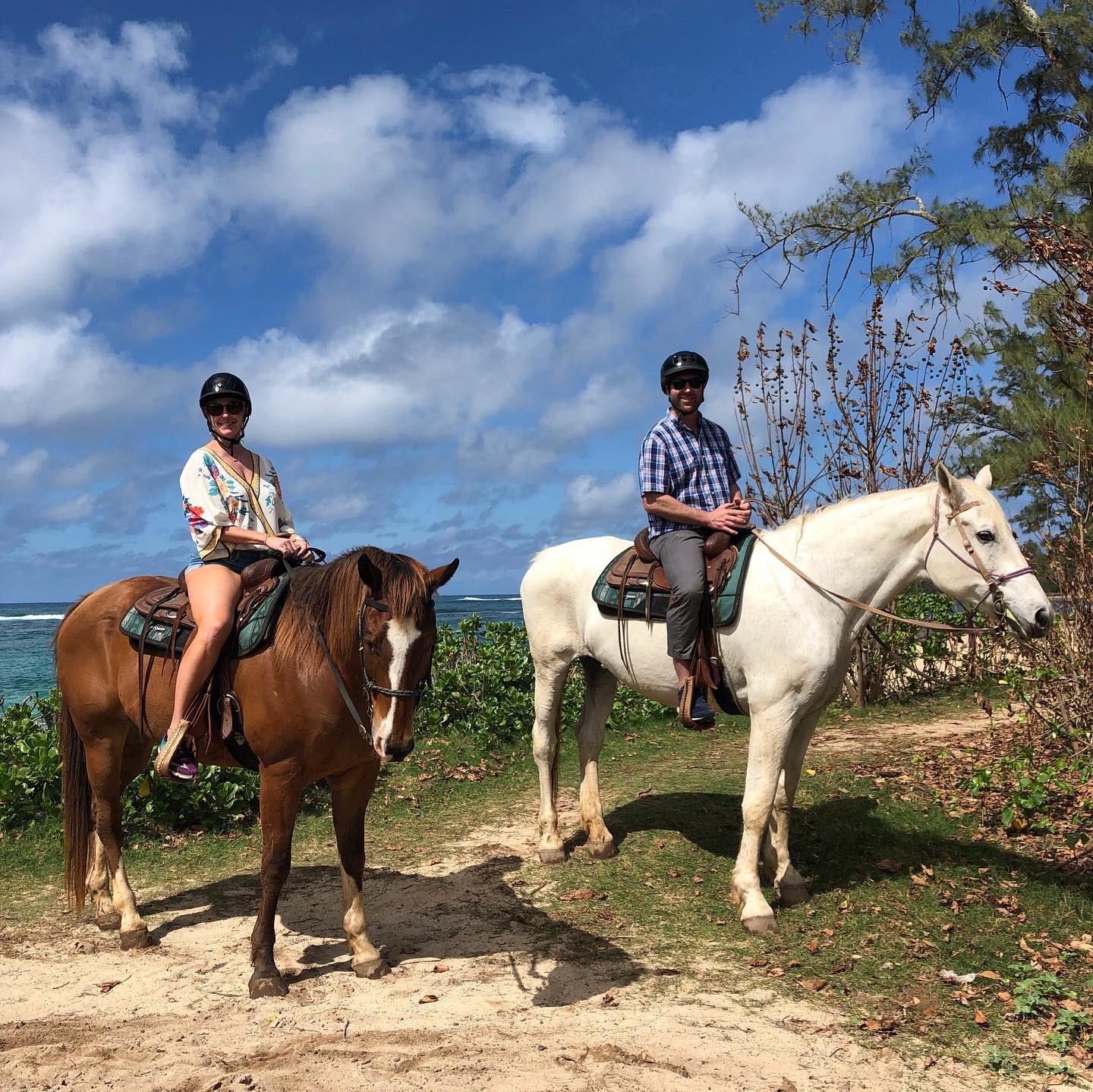 Karena grew up riding horses.  This was their first ride together, in Hawaii!