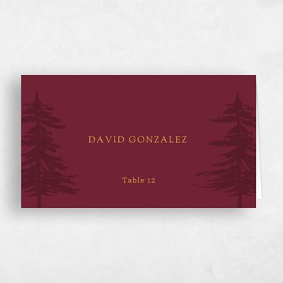 Maroon, Red Wedding Place Card - Camden