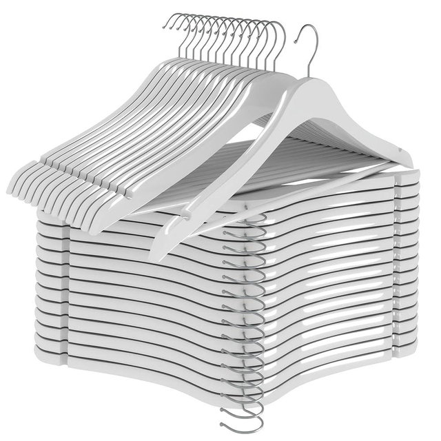 Utopia Home Premium Wooden Hangers 30 Pack - Durable & Slim Coat Hanger - Suit Hangers with 360-Degree Rotatable Hook - Wood Hangers with Shoulder Grooves (White Color)