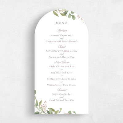 White Arch Wedding Menu - Orphne