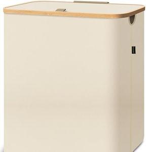 BALEINE Laundry Hamper with Lid, Tall Laundry Baskets with Bamboo Pull Handles, Large Laundry Bin with Internal Support (36 Gal/140L, Beige)