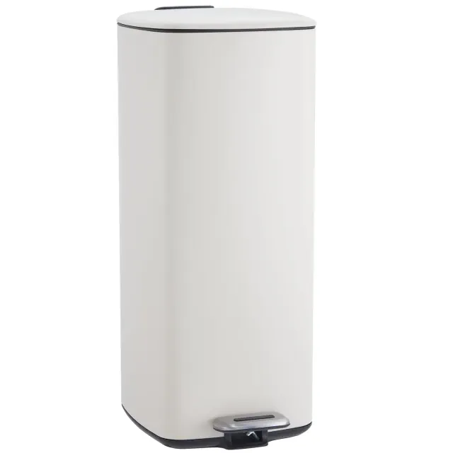 8 Gallon Step Trash Can with Lid ¨C Square Stainless Steel Garbage Bin with Inner Bucket for Kitchen, Bathroom, Office & Laundry Room