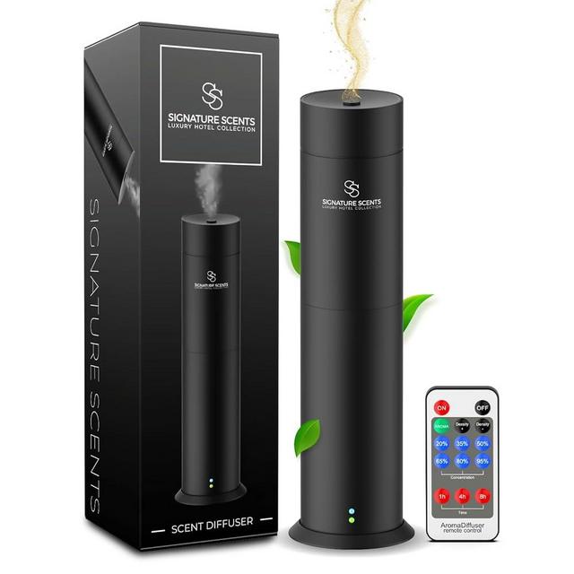 Signature Scents - Waterless Essential Oil Hotel Scent Diffuser - Cold-Air Diffuser Machine - 1000 sq. ft. Coverage - Waterless Air Diffuser for Home, Office & Hotel (Black)