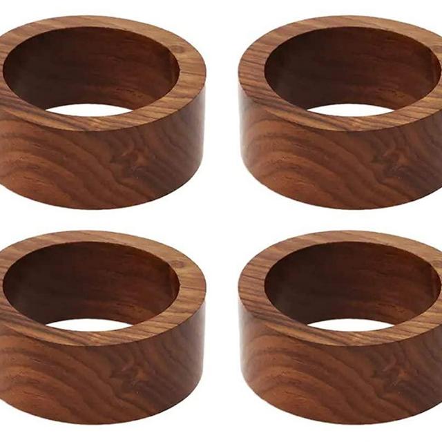 Handmade Wood Napkin Ring Set with 4 Napkin Rings (Set of 4, Wood)