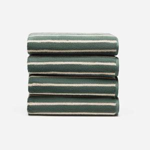 Brooklinen Super-Plush 4-Piece Bath Towel Bundle - Striped Botanical Green