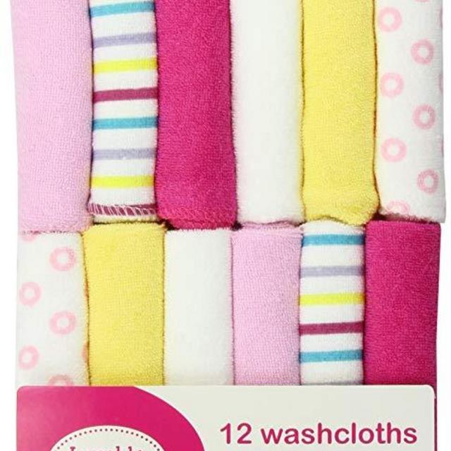 Luvable Friends 12 Pack Washcloths, Pink