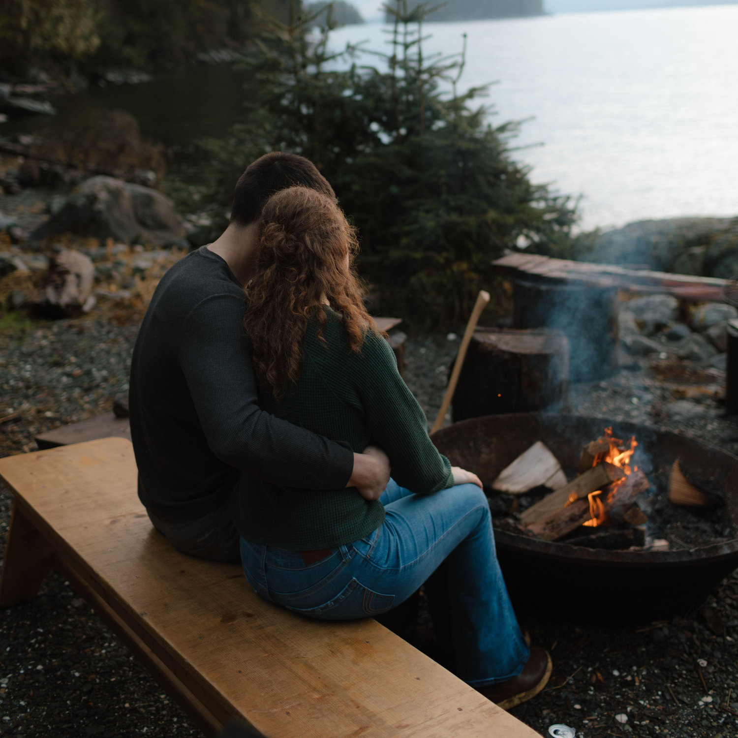 Second set of engagement photos out at Amalga cabin
