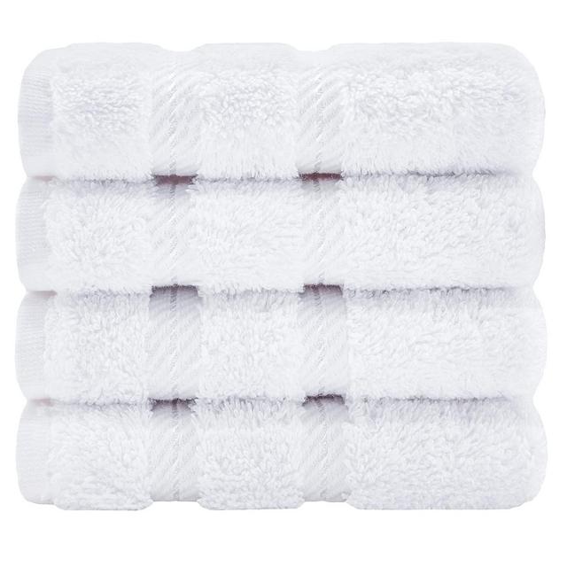American Soft Linen Premium Turkish Genuine Cotton, Luxury Hotel Quality for Maximum Softness Absorbency for Face, Hand, Kitchen Cleaning (4-Piece Washcloth Set, Bright White)