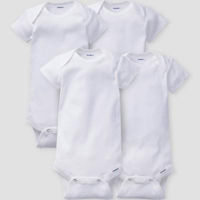 Newborn Gerber Baby 4pk Short Sleeve Onesies - White