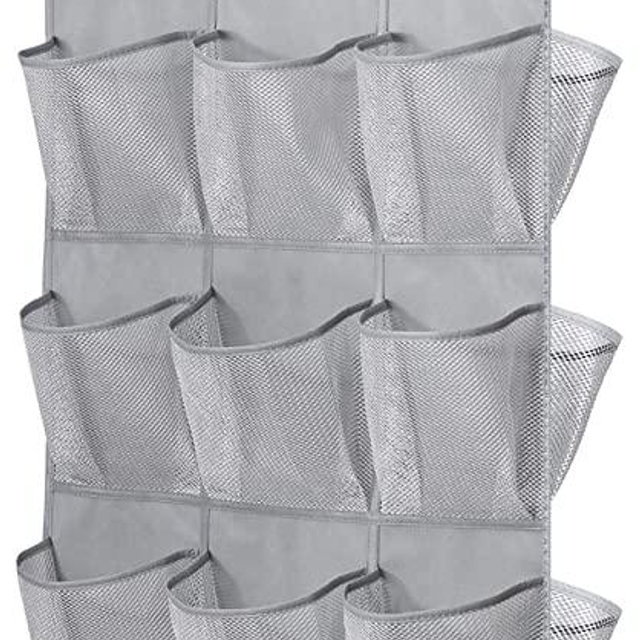 MISSLO 30 Large Pockets Dual Sided Hanging Shoe Organizer for Closet with Rotating Hanger Hanging Shoe Shelves, Grey