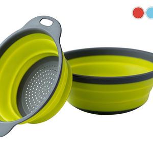 Colander Set - 2 Collapsible Colanders (Strainers) Set By Comfify - Includes 2 Folding Strainers Sizes 8" - 2 Quart and 9.5" - 3 Quart Green and Grey